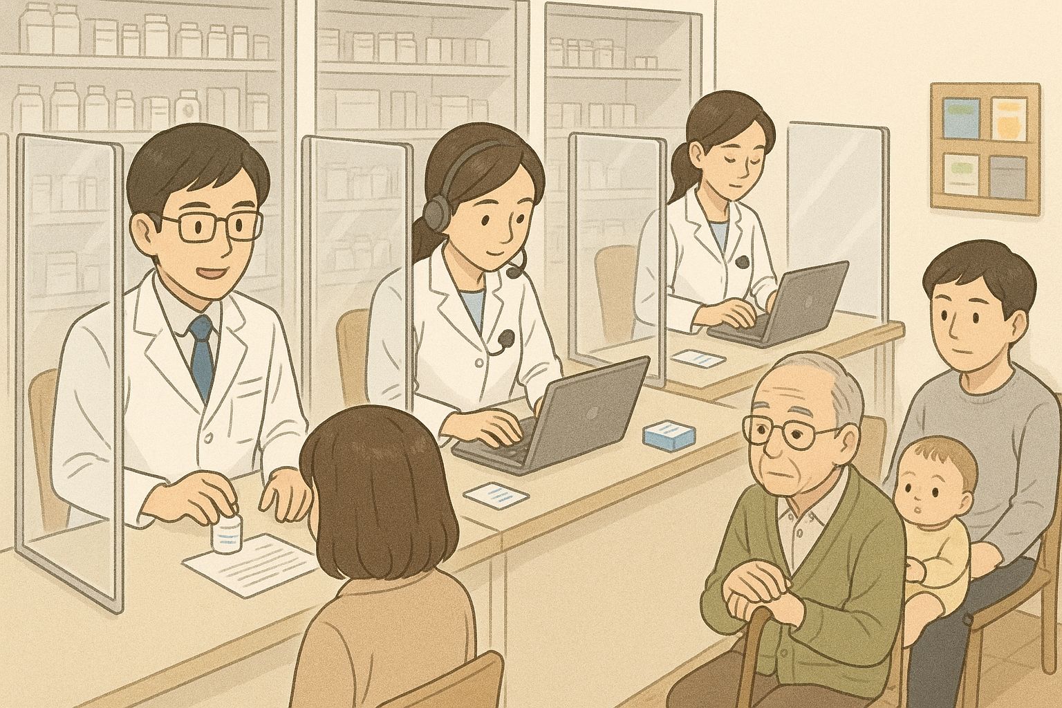 限られた空間での服薬説明