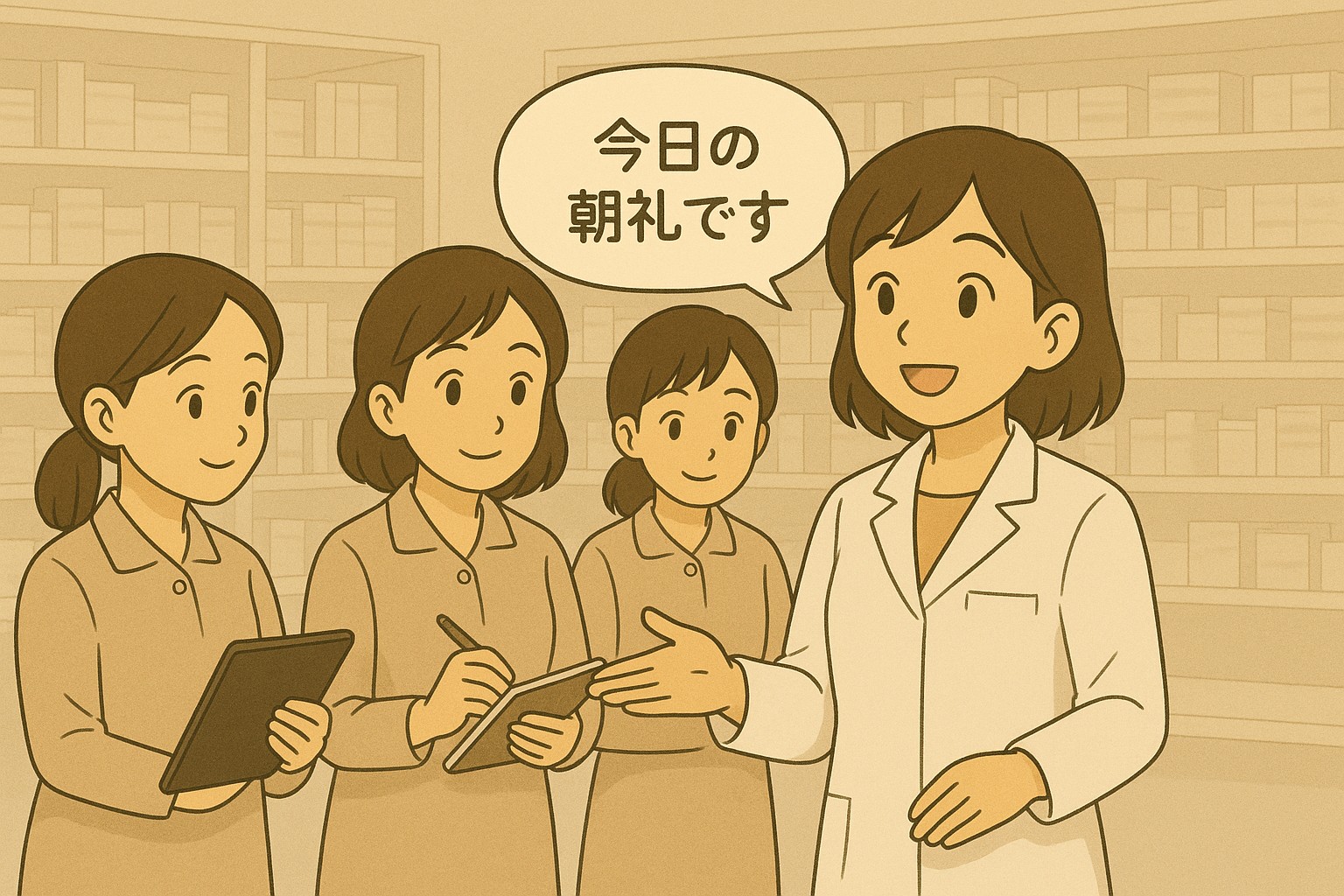 調剤薬局での朝礼